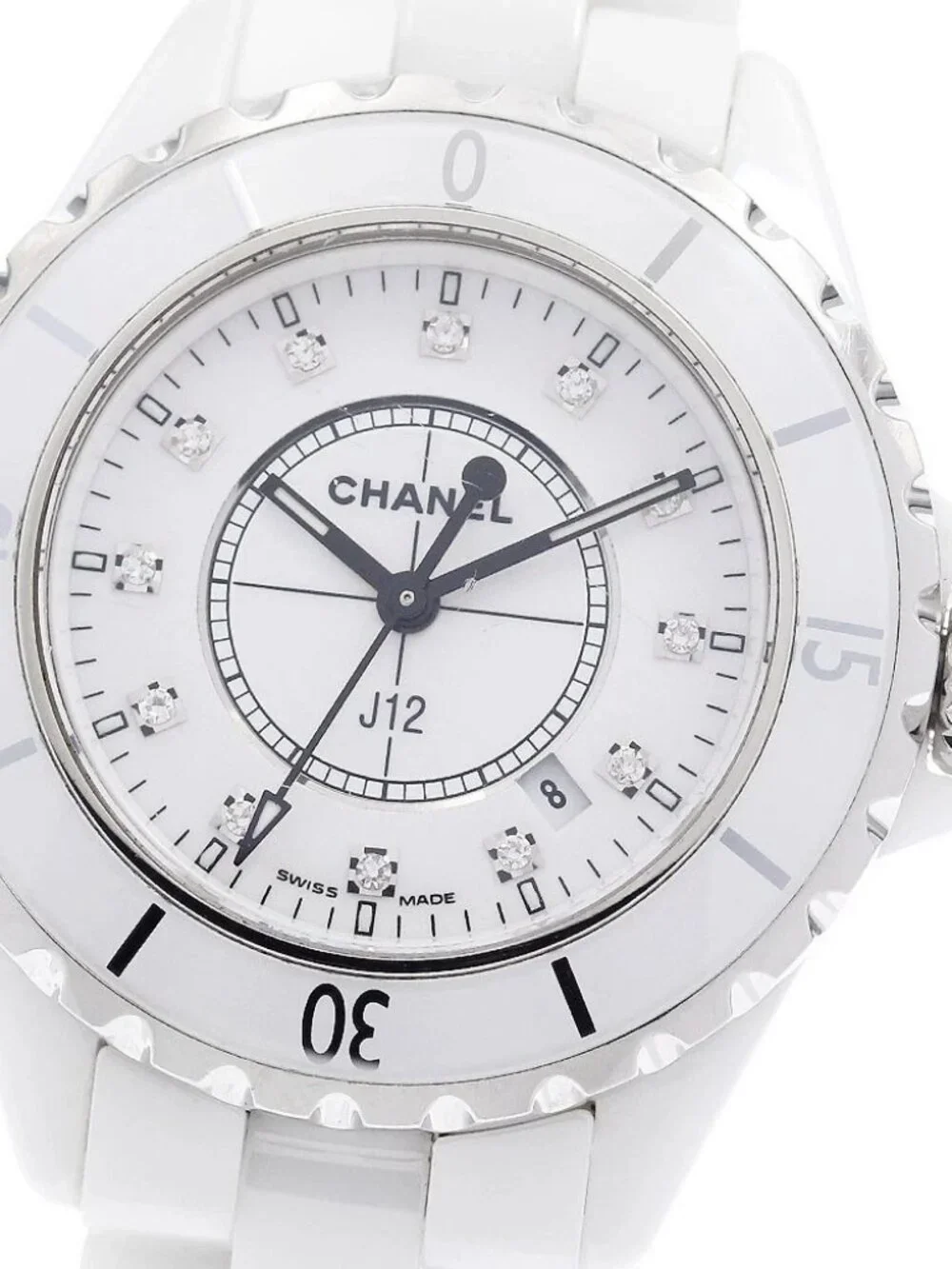 CHANEL J12 H1628 White ceramic 12P diamond white Dial Quartz Ladies Watch_940181